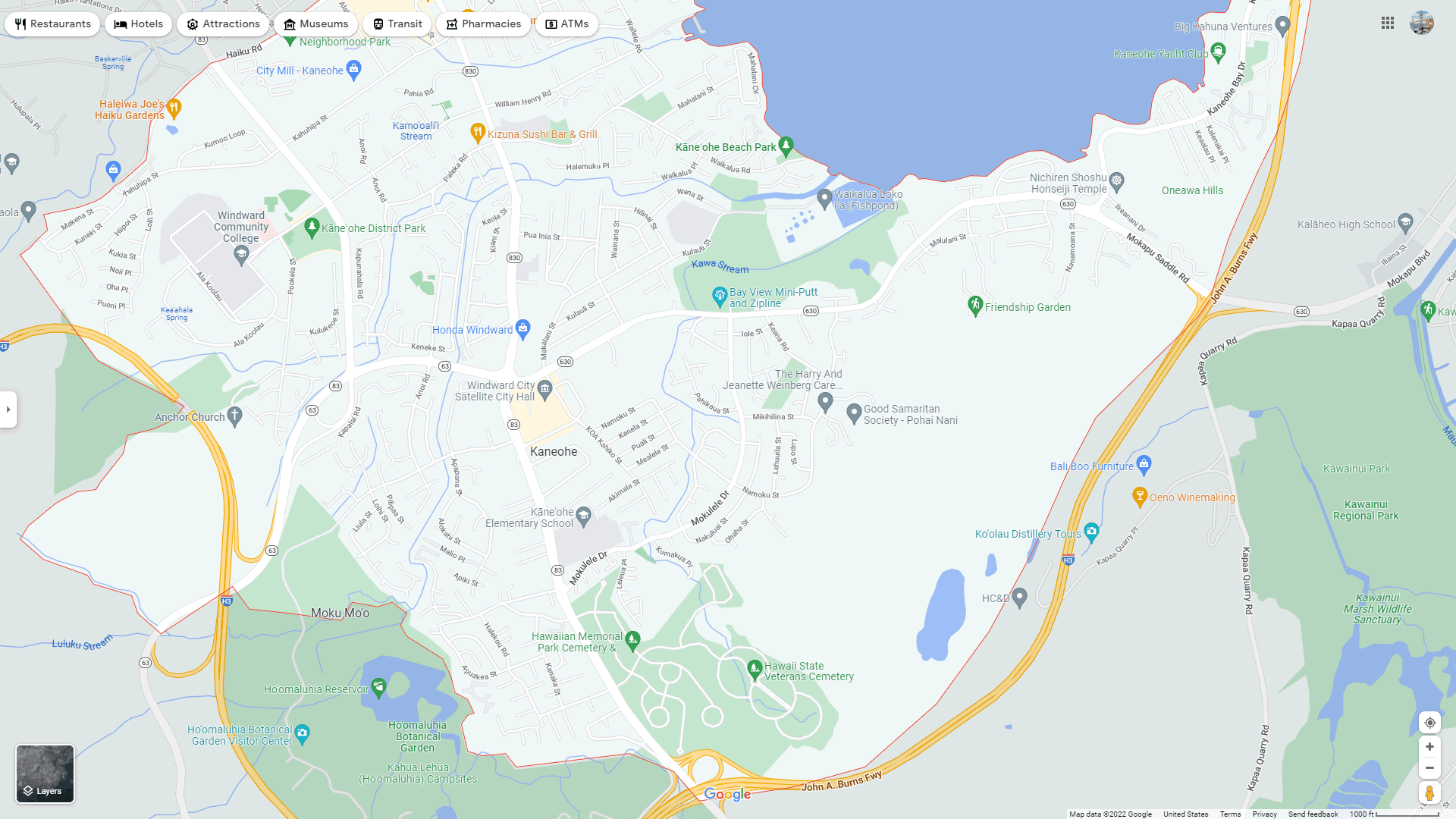 Kaneohe map